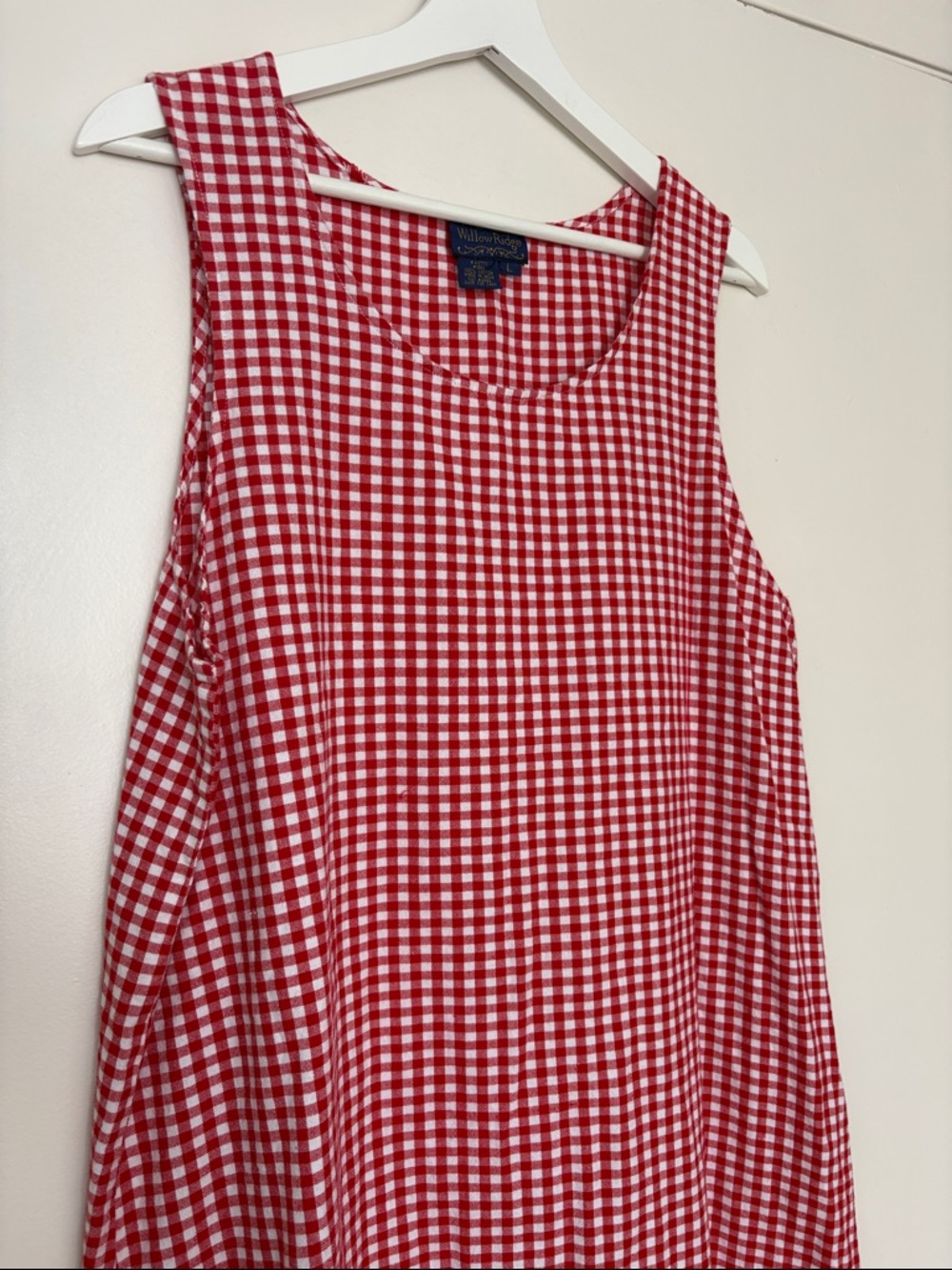 Vintage Willow Ridge Red Gingham 100% Cotton Dress Large - Picture 3 of 5